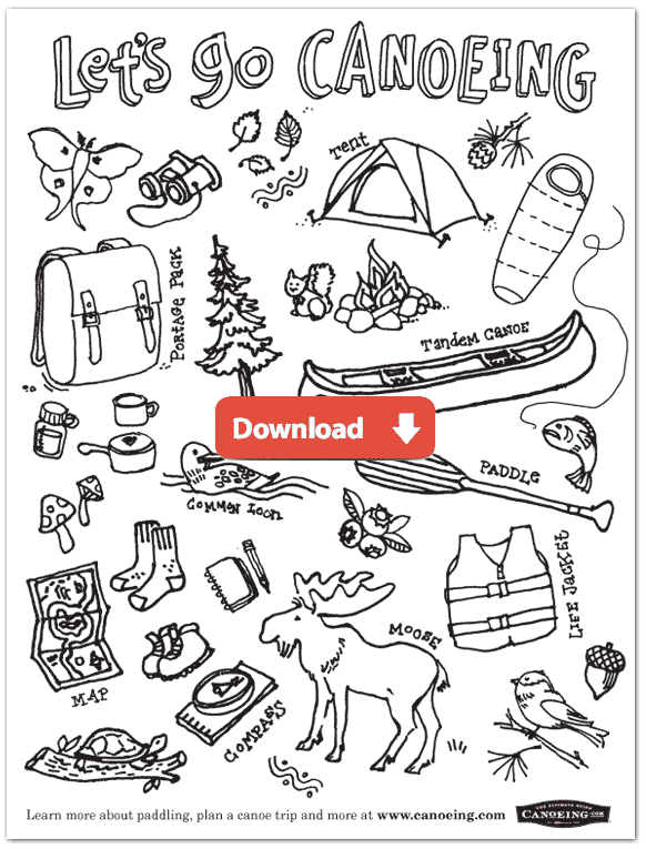 Canoeing Coloring Page for Kids